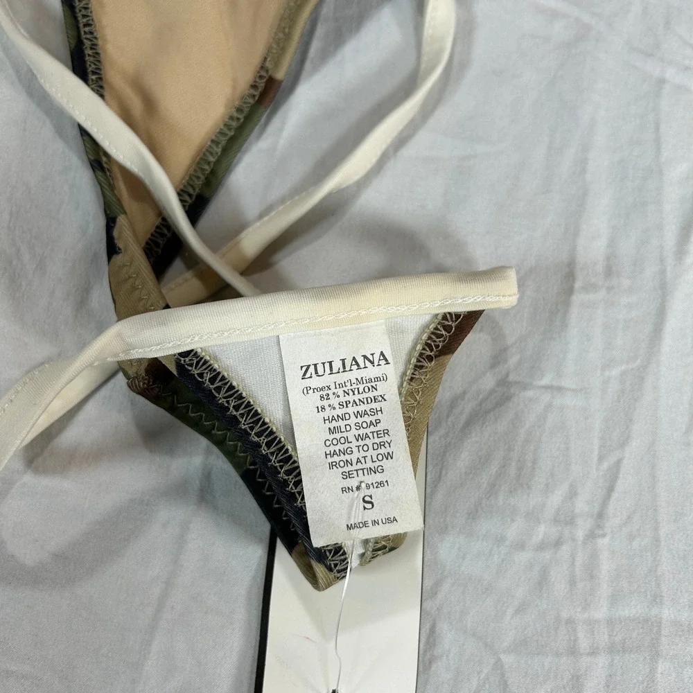 Zuliana VTG Camo Lycra Showgirl Dancing G-String Thong Small USA‎ NWT